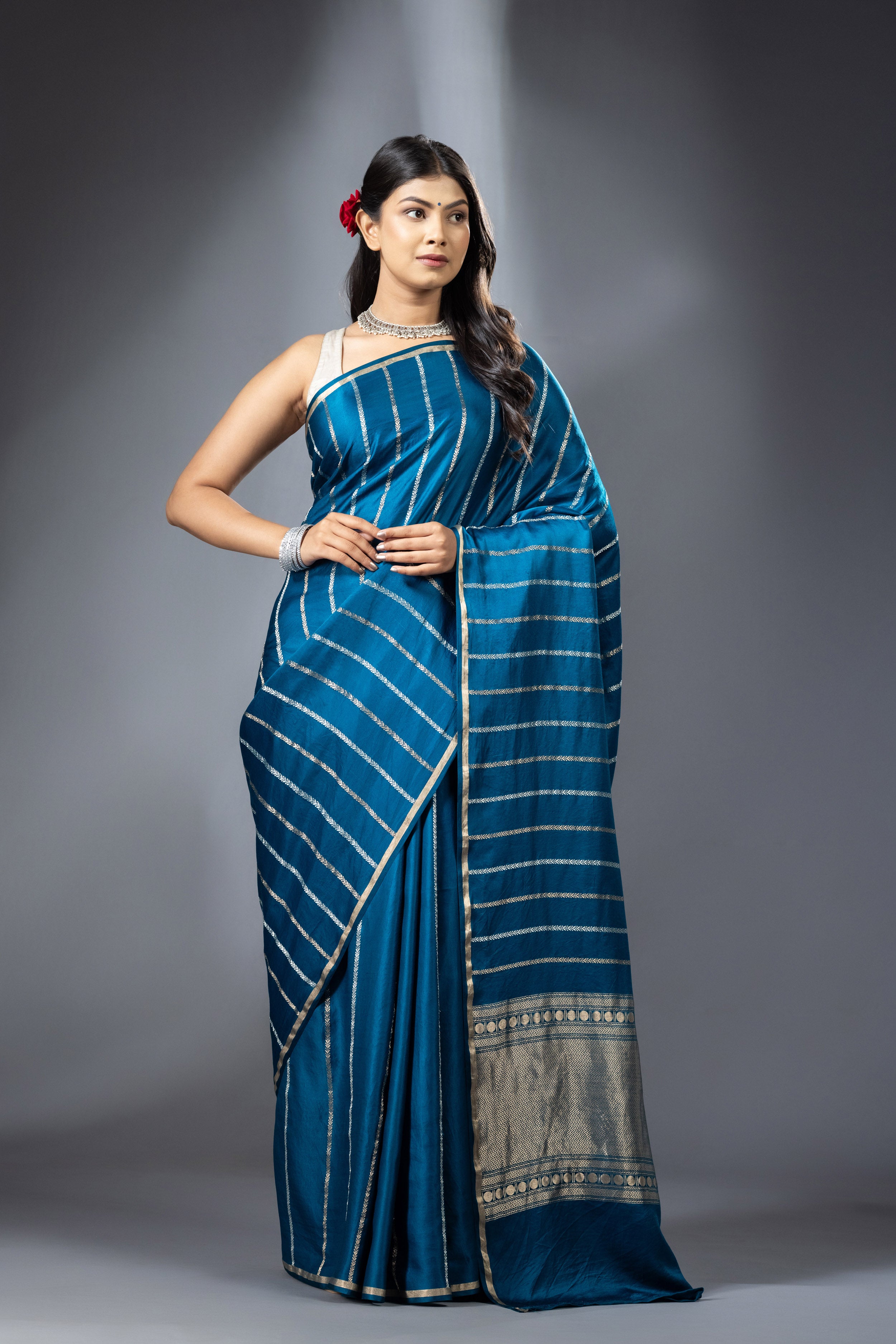 Satin stripe saree