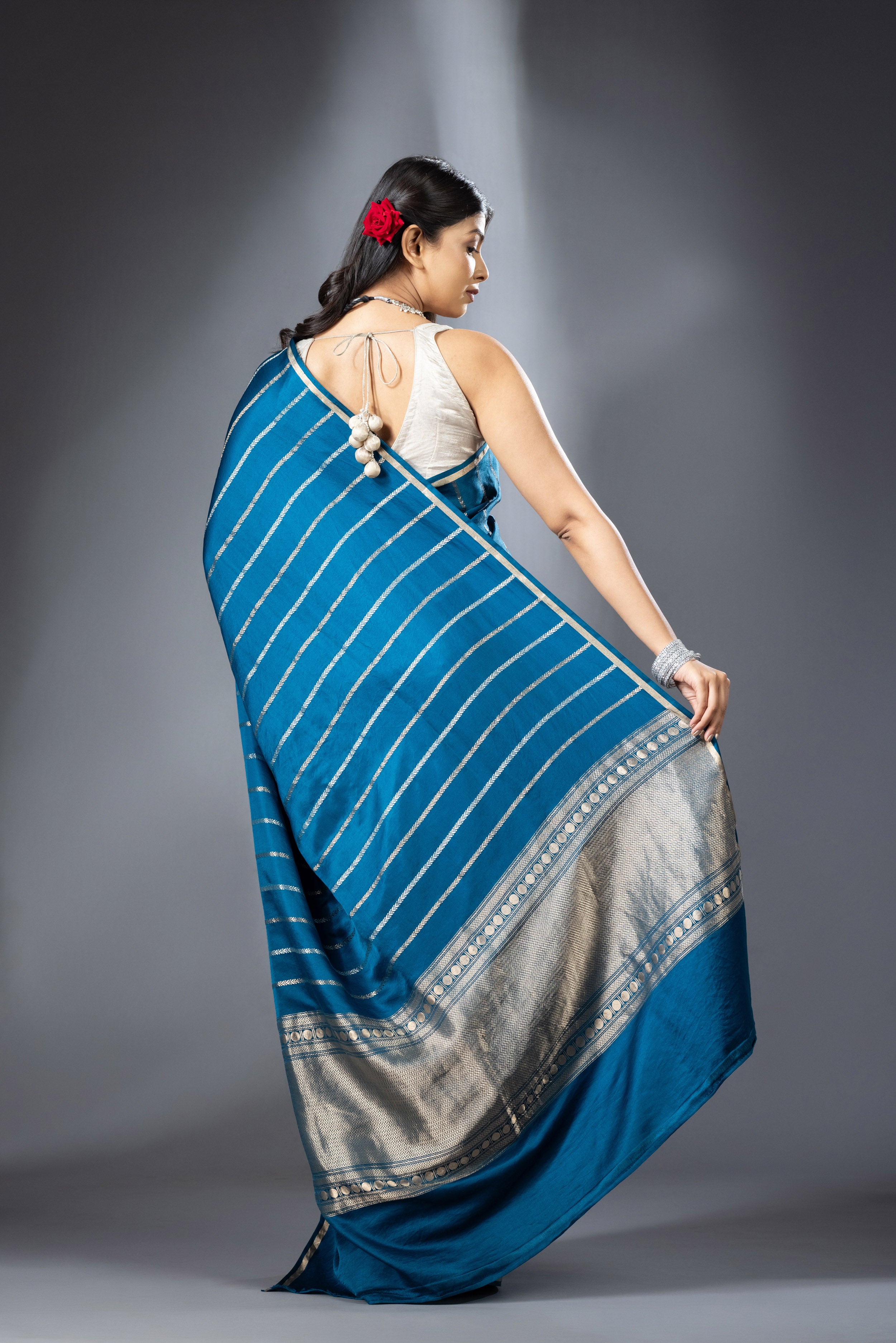Satin stripe saree
