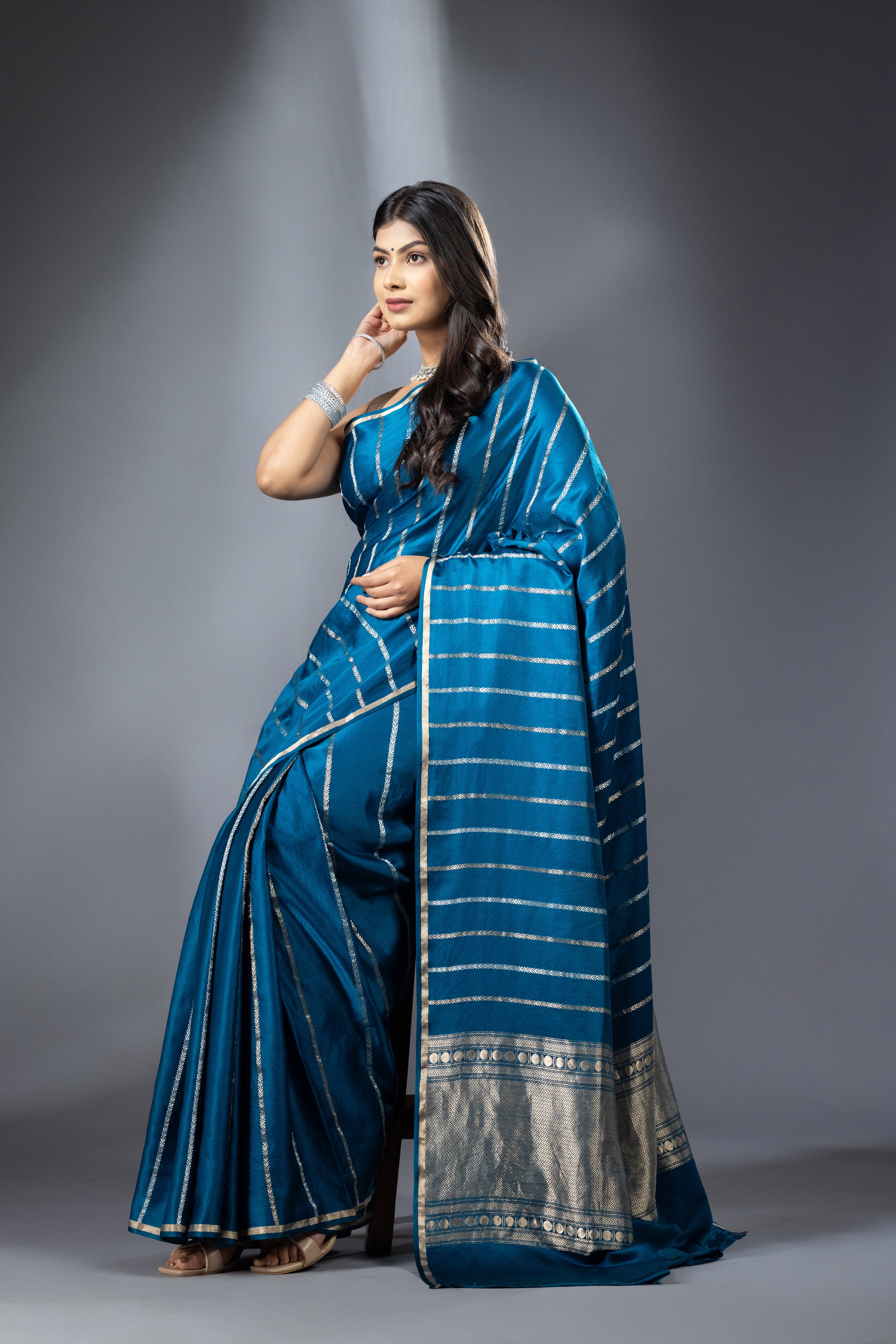 Satin stripe saree