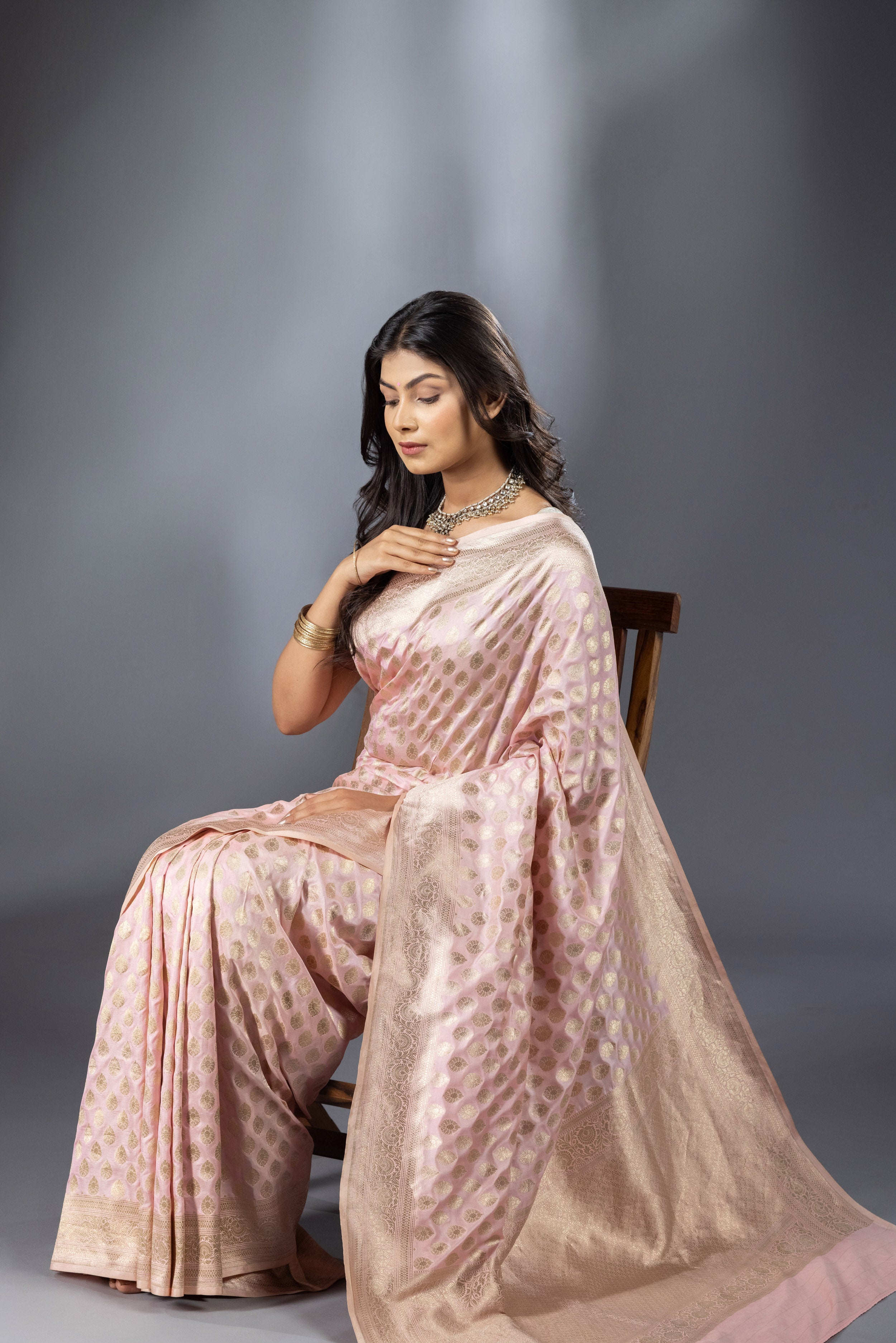 Pearly pink saree
