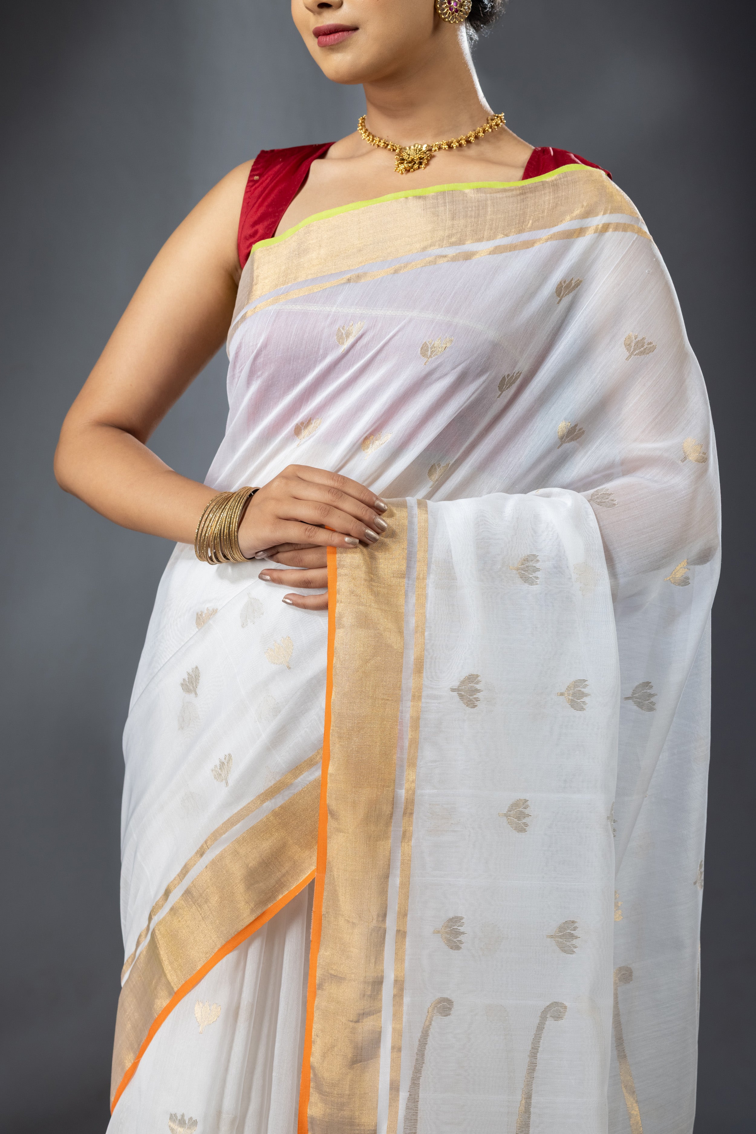 Shweta lotus saree