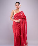 Red paisley saree