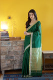 Bottle green saree