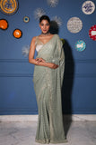 Green Sequins Saree